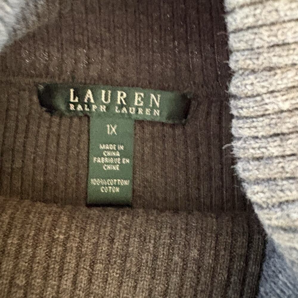 Women’s Lauren Ralph Lauren Gray Ribbed Turtleneck Sweater 100% Cotton Size 1X - Picture 9 of 12